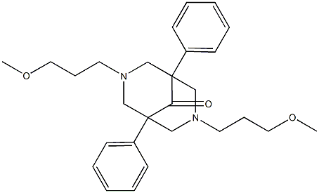 3,7-Bis(3-methoxypropyl)-1,5-diphenyl-3,7-diazabicyclo[3.3.1]nonan-9-one 结构式