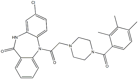 8-Chloro-5-[[4-(2,3,4-trimethylbenzoyl)piperazin-1-yl]acetyl]-5,10-dihydro-11H-dibenzo[b,e][1,4]diazepin-11-one 结构式