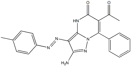 2-Amino-3-(4-methylphenylazo)-6-acetyl-7-phenylpyrazolo[1,5-a]pyrimidin-5(4H)-one 结构式