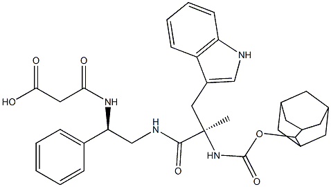 3-[[(1R)-2-[[(2R)-2-(Adamantan-2-yloxycarbonylamino)-3-(1H-indol-3-yl)-2-methylpropanoyl]amino]-1-phenylethyl]amino]-3-oxopropionic acid 结构式