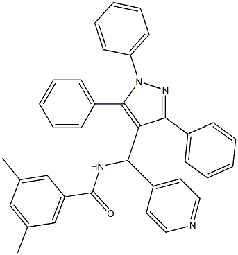 N-[(4-Pyridinyl)(1,3,5-triphenyl-1H-pyrazol-4-yl)methyl]-3,5-dimethylbenzamide 结构式