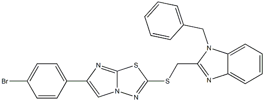 2-[(1-Benzyl-1H-benzimidazol-2-yl)methylthio]-6-(4-bromophenyl)imidazo[2,1-b][1,3,4]thiadiazole 结构式