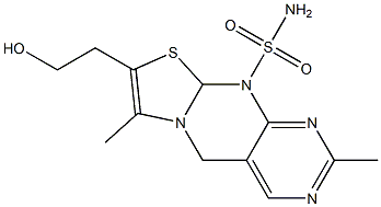 2,7-Dimethyl-8-(2-hydroxyethyl)-9a,10-dihydro-5H-pyrimido[4,5-d]thiazolo[3,2-a]pyrimidine-10-sulfonamide 结构式