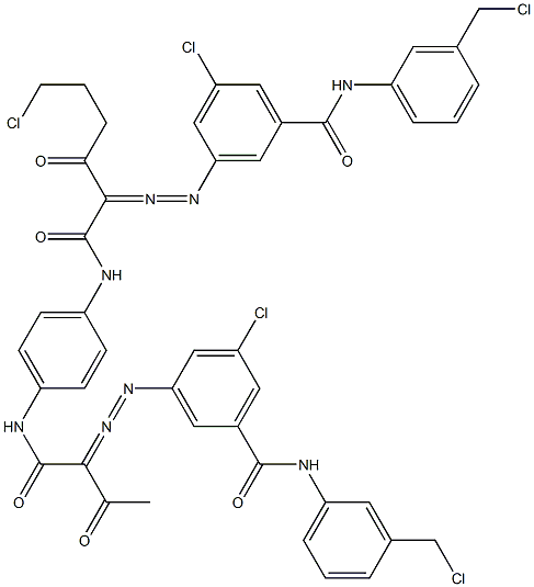 3,3'-[2-(2-Chloroethyl)-1,4-phenylenebis[iminocarbonyl(acetylmethylene)azo]]bis[N-[3-(chloromethyl)phenyl]-5-chlorobenzamide] 结构式