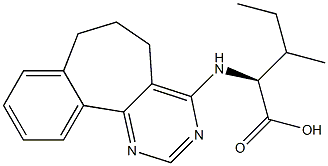 (2S)-2-[[(6,7-Dihydro-5H-benzo[6,7]cyclohepta[1,2-d]pyrimidin)-4-yl]amino]-3-methylvaleric acid 结构式