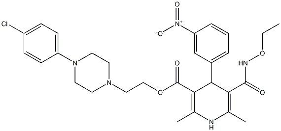 2,6-Dimethyl-4-(3-nitrophenyl)-5-[(ethoxyamino)carbonyl]-1,4-dihydropyridine-3-carboxylic acid 2-[4-(4-chlorophenyl)piperazin-1-yl]ethyl ester 结构式