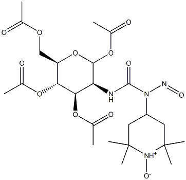 2,2,6,6-Tetramethyl-4-[[(1-O,3-O,4-O,6-O-tetraacetyl-2-deoxy-D-glucopyranos-2-yl)aminocarbonyl]nitrosoamino]piperidine 1-oxide 结构式