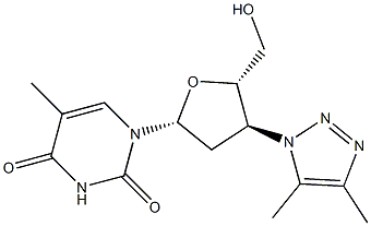 3'-(4,5-Dimethyl-1H-1,2,3-triazol-1-yl)-3'-deoxythymidine 结构式