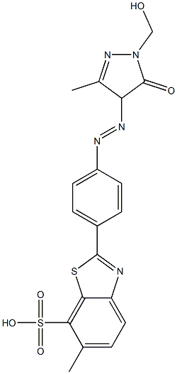 2-[4-[[1-(Hydroxymethyl)-3-methyl-5-oxo-4,5-dihydro-1H-pyrazole-4-yl]azo]phenyl]-6-methyl-7-benzothiazolesulfonic acid 结构式