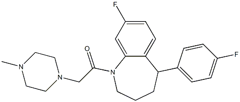 2,3,4,5-Tetrahydro-8-fluoro-5-(4-fluorophenyl)-1-[(4-methyl-1-piperazinyl)acetyl]-1H-1-benzazepine 结构式