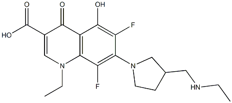 1-Ethyl-6,8-difluoro-5-hydroxy-1,4-dihydro-4-oxo-7-[3-(ethylaminomethyl)-1-pyrrolidinyl]quinoline-3-carboxylic acid 结构式