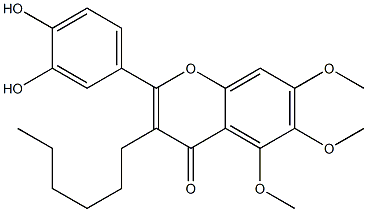 2-(3,4-Dihydroxyphenyl)-5,6,7-trimethoxy-3-hexyl-4H-1-benzopyran-4-one 结构式