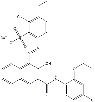 2-Chloro-3-ethyl-6-[[3-[[(4-chloro-2-ethoxyphenyl)amino]carbonyl]-2-hydroxy-1-naphtyl]azo]benzenesulfonic acid sodium salt 结构式