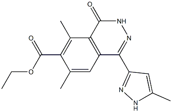 6,8-Dimethyl-4-(5-methyl-1H-pyrazol-3-yl)-1-oxo-1,2-dihydrophthalazine-7-carboxylic acid ethyl ester 结构式