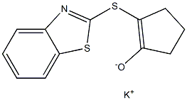 Potassium 2-(benzothiazol-2-ylthio)-1-cyclopentene-1-olate 结构式