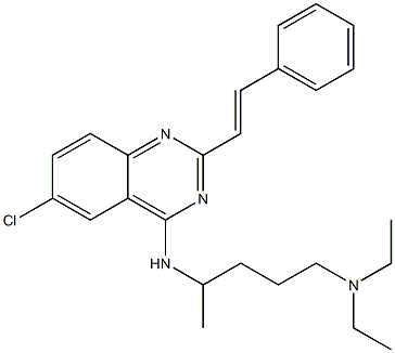 6-Chloro-4-(4-diethylamino-1-methylbutylamino)-2-[(E)-2-phenylethenyl]quinazoline 结构式