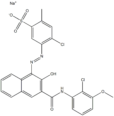 4-Chloro-2-methyl-5-[[3-[[(2-chloro-3-methoxyphenyl)amino]carbonyl]-2-hydroxy-1-naphtyl]azo]benzenesulfonic acid sodium salt 结构式