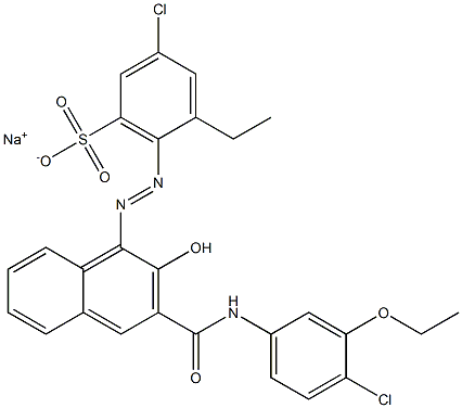 3-Chloro-5-ethyl-6-[[3-[[(4-chloro-3-ethoxyphenyl)amino]carbonyl]-2-hydroxy-1-naphtyl]azo]benzenesulfonic acid sodium salt 结构式