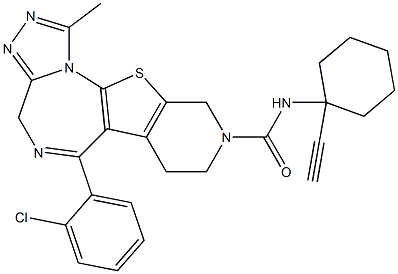 1-Methyl-6-(2-chlorophenyl)-9-[(1-ethynylcyclohexyl)aminocarbonyl]-7,8,9,10-tetrahydro-4H-pyrido[4',3':4,5]thieno[3,2-f][1,2,4]triazolo[4,3-a][1,4]diazepine 结构式