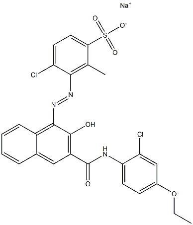 4-Chloro-2-methyl-3-[[3-[[(2-chloro-4-ethoxyphenyl)amino]carbonyl]-2-hydroxy-1-naphtyl]azo]benzenesulfonic acid sodium salt 结构式