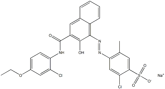 2-Chloro-5-methyl-4-[[3-[[(2-chloro-4-ethoxyphenyl)amino]carbonyl]-2-hydroxy-1-naphtyl]azo]benzenesulfonic acid sodium salt 结构式