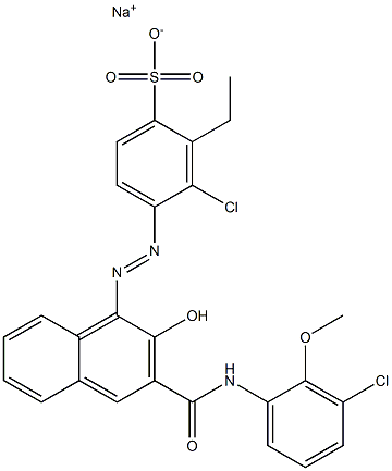 3-Chloro-2-ethyl-4-[[3-[[(3-chloro-2-methoxyphenyl)amino]carbonyl]-2-hydroxy-1-naphtyl]azo]benzenesulfonic acid sodium salt 结构式