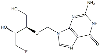 2-Amino-9-[[(1R,2R)-3-fluoro-2-hydroxy-1-(hydroxymethyl)propoxy]methyl]-1,9-dihydro-6H-purin-6-one 结构式