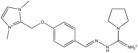 1,3-Dimethyl-2-[4-[2-[iminio(1-pyrrolidinyl)methyl]hydrazonomethyl]phenoxymethyl]1H-imidazol-3-ium 结构式