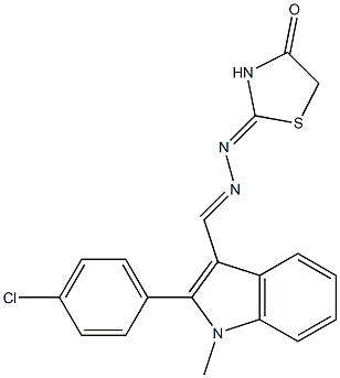 1-Methyl-2-(4-chlorophenyl)-1H-indole-3-carbaldehyde (4-oxothiazolidin-2-ylidene)hydrazone 结构式