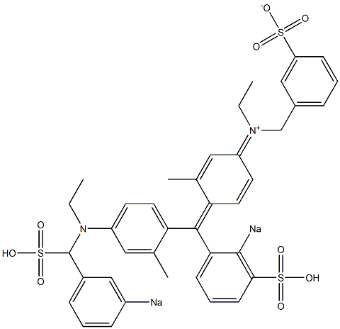 N-Ethyl-N-[4-[[4-[N-ethyl-N-(3-sodiosulfobenzyl)amino]-2-methylphenyl][2-sodiosulfophenyl]methylene]-3-methyl-2,5-cyclohexadien-1-ylidene]-3-sulfonatobenzenemethanaminium 结构式