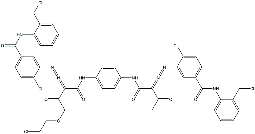 3,3'-[2-[(2-Chloroethyl)oxy]-1,4-phenylenebis[iminocarbonyl(acetylmethylene)azo]]bis[N-[2-(chloromethyl)phenyl]-4-chlorobenzamide] 结构式