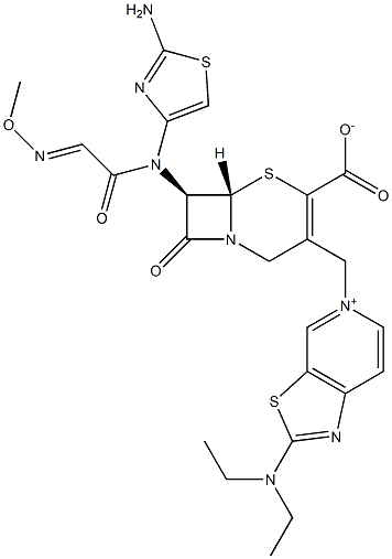 (7R)-7-[(2-Amino-4-thiazolyl)(methoxyimino)acetylamino]-3-[[(2-diethylaminothiazolo[5,4-c]pyridin-5-ium)-5-yl]methyl]cepham-3-ene-4-carboxylic acid 结构式