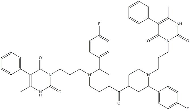 4-Fluorophenyl[1-[3-[(2,6-dioxo-5-phenyl-4-methyl-1,2,3,6-tetrahydropyrimidin)-1-yl]propyl]piperidin-4-yl] ketone 结构式