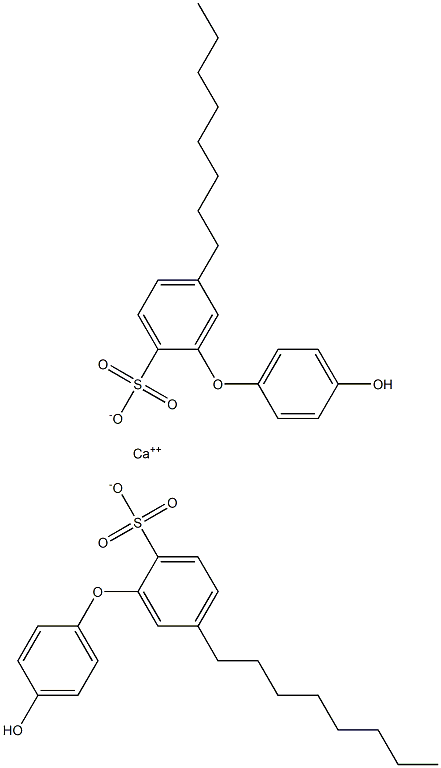 Bis(4'-hydroxy-5-octyl[oxybisbenzene]-2-sulfonic acid)calcium salt 结构式