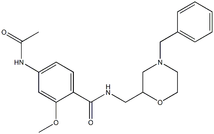 N-(4-Benzylmorpholin-2-ylmethyl)-4-acetylamino-2-methoxybenzamide 结构式