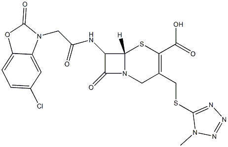 7-[[[(5-Chloro-2,3-dihydro-2-oxobenzoxazol)-3-yl]acetyl]amino]-3-[[(1-methyl-1H-tetrazol-5-yl)thio]methyl]cepham-3-ene-4-carboxylic acid 结构式