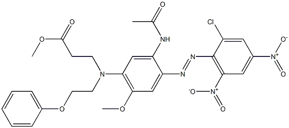 2'-(2-Chloro-4,6-dinitrophenylazo)-4'-methoxy-5'-[N-(2-methoxycarbonylethyl)-N-(2-phenoxyethyl)amino]acetanilide 结构式