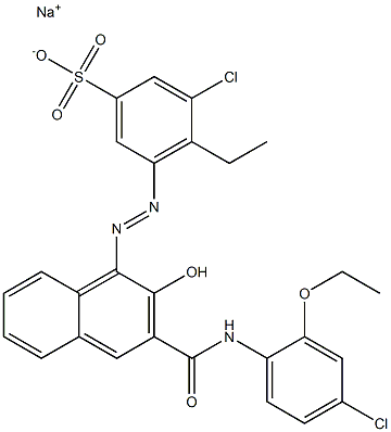 3-Chloro-4-ethyl-5-[[3-[[(4-chloro-2-ethoxyphenyl)amino]carbonyl]-2-hydroxy-1-naphtyl]azo]benzenesulfonic acid sodium salt 结构式