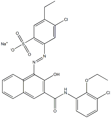 4-Chloro-3-ethyl-6-[[3-[[(3-chloro-2-ethoxyphenyl)amino]carbonyl]-2-hydroxy-1-naphtyl]azo]benzenesulfonic acid sodium salt 结构式