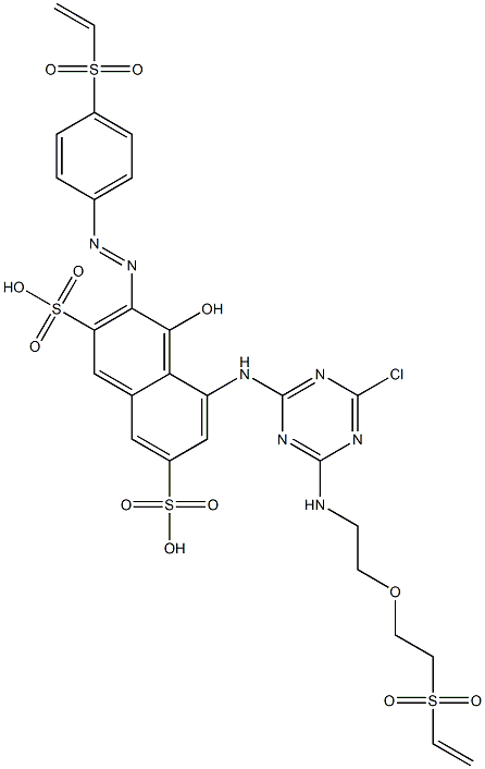 5-[[4-Chloro-6-[[2-[2-(vinylsulfonyl)ethoxy]ethyl]amino]-1,3,5-triazin-2-yl]amino]-3-[[4-(vinylsulfonyl)phenyl]azo]-4-hydroxy-2,7-naphthalenedisulfonic acid 结构式