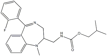 N-[[5-(2-Fluorophenyl)-2,3-dihydro-1-methyl-1H-1,4-benzodiazepin]-2-ylmethyl]carbamic acid isobutyl ester 结构式