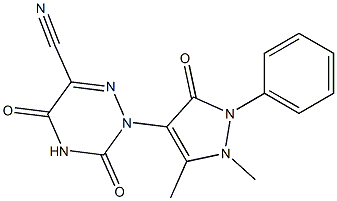 1-[(2,5-Dihydro-2,3-dimethyl-5-oxo-1-phenyl-1H-pyrazol)-4-yl]-5-cyano-6-azauracil 结构式