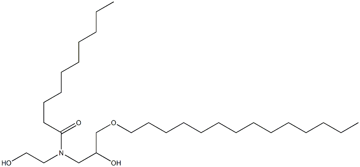 N-(2-Hydroxyethyl)-N-[2-hydroxy-3-(tetradecyloxy)propyl]decanamide 结构式