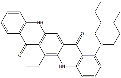 1-(Dibutylamino)-6-ethyl-5,12-dihydroquino[2,3-b]acridine-7,14-dione 结构式