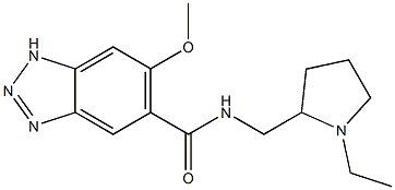 (-)-N-[(1-Ethyl-2-pyrrolidinyl)methyl]-6-methoxy-1H-benzotriazole-5-carboxamide 结构式