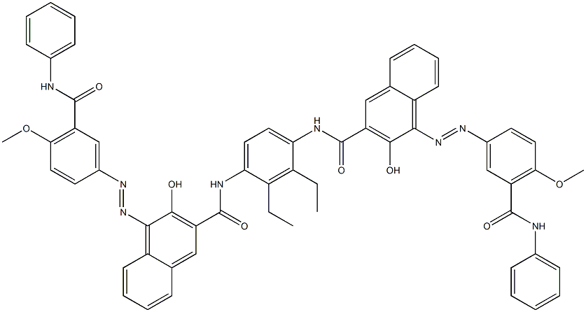 1,4-Bis[1-[4-methoxy-5-(phenylcarbamoyl)phenylazo]-2-hydroxy-3-naphthoylamino]-2,3-diethylbenzene 结构式