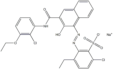 2-Chloro-5-ethyl-6-[[3-[[(2-chloro-3-ethoxyphenyl)amino]carbonyl]-2-hydroxy-1-naphtyl]azo]benzenesulfonic acid sodium salt 结构式