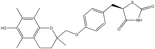 (R)-5-[4-(6-Hydroxy-2,5,7,8-tetramethylchroman-2-ylmethoxy)benzyl]thiazolidine-2,4-dione 结构式