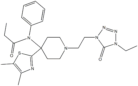 N-(Phenyl)-N-[1-[2-[(4-ethyl-5-oxo-1,4-dihydro-5H-tetrazol)-1-yl]ethyl]-4-(4,5-dimethylthiazol-2-yl)piperidin-4-yl]propanamide 结构式