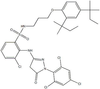 1-(2,4,6-Trichlorophenyl)-3-[2-chloro-6-[3-(2,4-di-tert-pentylphenoxy)propylsulfamoyl]anilino]-5(4H)-pyrazolone 结构式